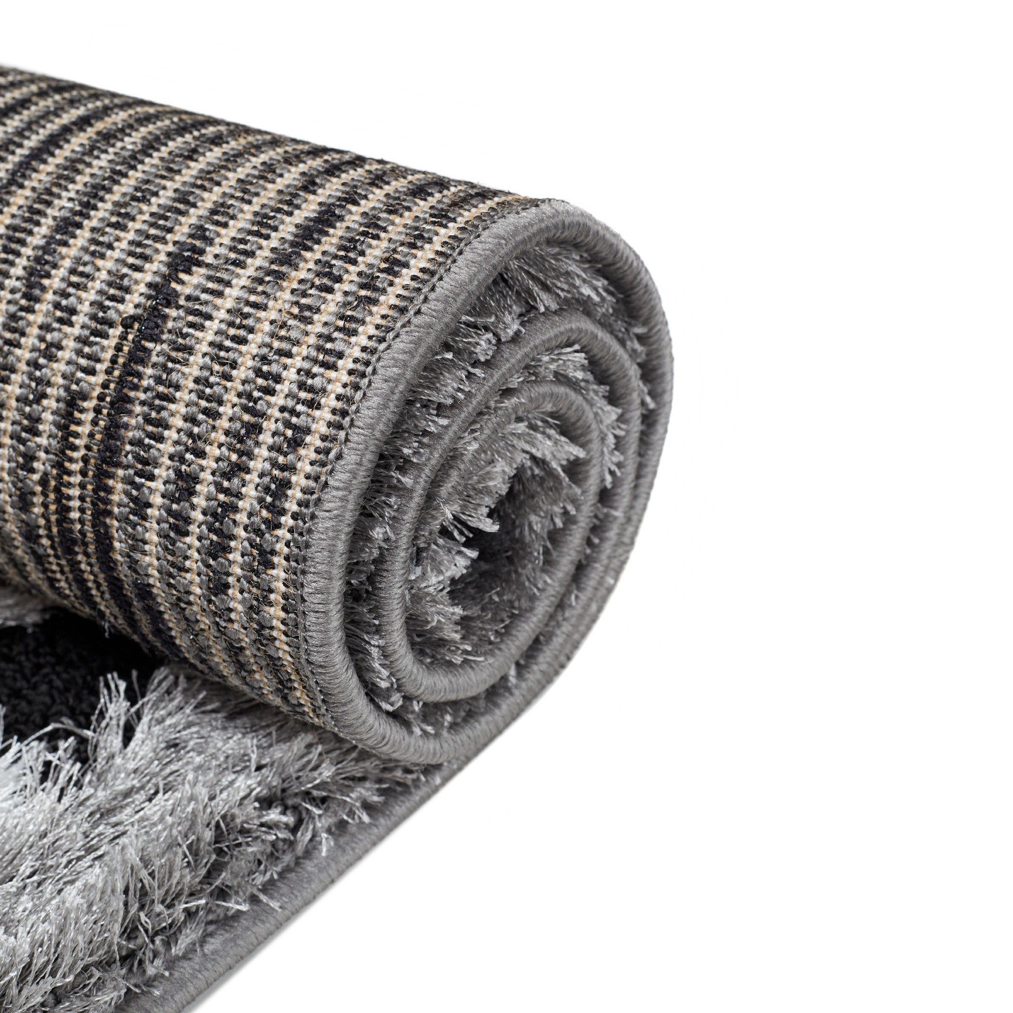 Paris Grey Circle Shag Modern Area Rug Abstract - Grey Black